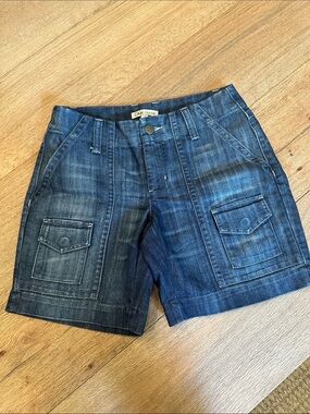 CAbi Dark Indigo Denim Cargo Shorts